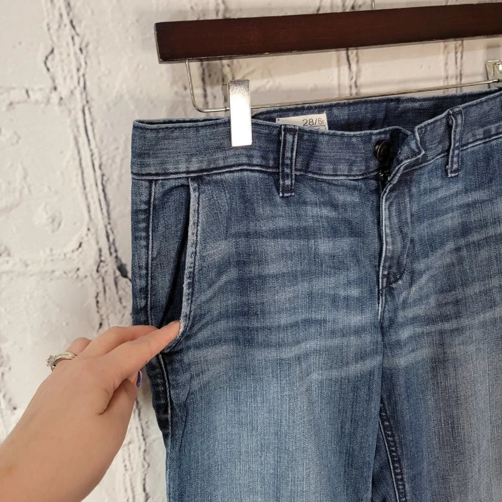 GAP Real Straight Trouser Jeans Classic Denim Sz 28 /6R Casual Flat front pocket - Picture 4 of 7